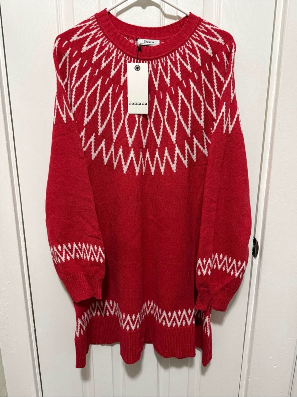Youtalia Size XL NWT Red Fair Isle Christmas Sweater⁠